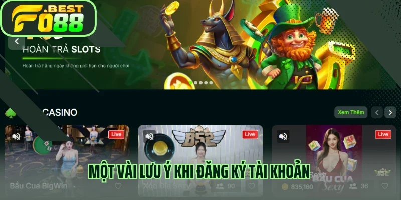 Một vài lưu ý khi đăng ký tài khoản
